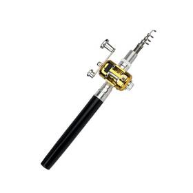 K99to240710vbfc27uk Pineeseatile Mini Portable Pocket Fish Rod Pen Style Aluminum Alloy Black