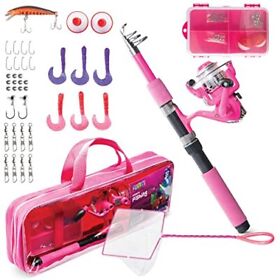 Play22 Kids Fishing Pole Pink 40 Set Rod And Reel Combos
