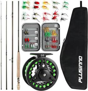 Plusinno 445023395307 Fly Fishing Rod And Reel Combo 4 Piece Lightweight Ultra-portable Graphite