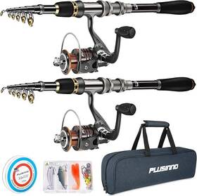 Plusinno 445054352300 Fishing Rod And Reel Combos Set Telescopic Pole With Spinning Reels New