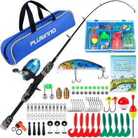 Plusinno 728370292619 Fishing Pole With Spincast Reel Telescopic Rod Combo Full Kits For Bo