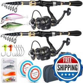 Plusinno B0bry4nhsq Fishing Rod And Reel Combo Telescopic Pole Kit Spinning