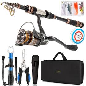 Fplfbofs01-fba Plusinno Fishing Rod And Reel Combos - Carbon Fiber Telescopic Pole Spinning