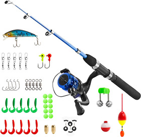 Plusinno Kids Fishing Pole Light And Portable Telescopic Rod Reel Co