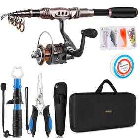 Plfbofs01-us-fba Plusinno Fishing Rod And Reel Combos Carbon Fiber Telescopic Pole Wit