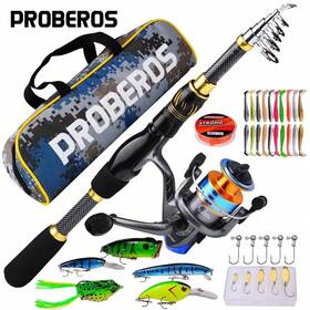 4.9ft-7 Pro Beros Proberos Fishing Rod Kit 7.9ft Carbon Fiber Reel Combo Pole