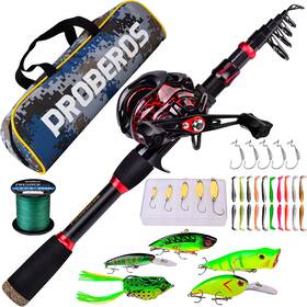 Proberos 313052771720 Fishing Rod And Reel Combo 6.9ft Carbon Fiber Telescopic Pole With Spin