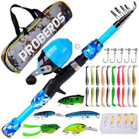 Kfsan15 Proberos Kids Fishing Pole - Portable Telescopic Rod And Reel Combo K