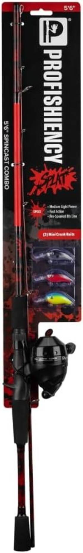 Profishiency 810082045246 Splat Spincast Carded Combo 2-piece Rod And Reel With 8lb Line 3 Lure