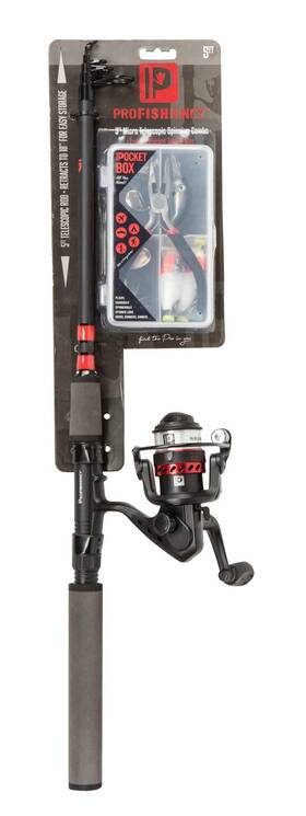 Profishiency 850011565094 5ft Micro Telescopic Travel Fishing Rod And Spinning Reel Combo Retracts To