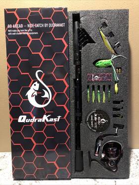 270-red Quadrakast Qudrakast Carbon Fiber Telescopic Fishing Rod And Reel Combo #