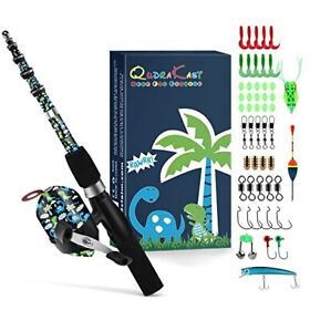 Qudra Kast Kids Fishing Pole Portable Rod And Reel Combo