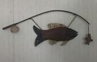 Reel Fishing Rod Pole Plaque Fish Pur License Ga 37x16 Al " Plate Wall Worm Tn