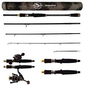 Rnr1001 Rigged And Ready Travel Fishing Predator Baitcaster Spin Rod In One. Micro