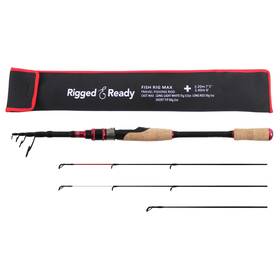 Rigged & Ready Travel Fishing 060751090663 Fish Rig Max Telescopic Rod 240cm 8ft And 220cm 7ft 3 Tips Spin Pole Set