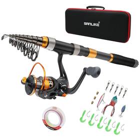 Srt-03t1 Sanlike Fishing Rod And Reel Combos Carbon Fiber Telescopic Pole Com