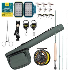 Fd-ez-764-3-kt Sf Fly Fishing Rod Combo Starter Kit Semi Gloss Green Jade Finish 24t Carbon