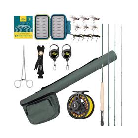 Fd-ez-804-4-kt Sf Fly Fishing Rod Combo Starter Kit Semi Gloss Green Jade Finish 24t Carbon