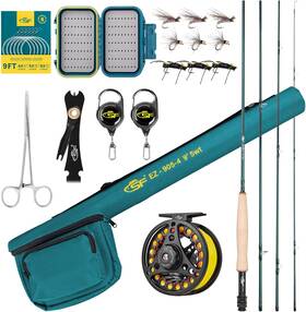 Sf Fd-ez-904-5-kt 9ft 5wt Fly Fishing Rod Combo Kit Reel Flies Case Leaders Tools Carbon Fiber