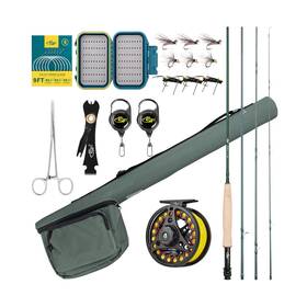 Fd-ez-904-6-kt Sf Fly Fishing Rod Combo Starter Kit 4 Piece 6wt 9ft Emerald Green 24t Carbon