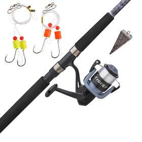 Shakespeare 043388000521 Tiger Surf Spinning Reel And Fishing Rod Combo With Bottom Float Rig 9ft 2-pi