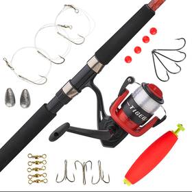 Shakespeare 043388000538 Tiger Catfish Mossy Oak Spinning Reel And Fishing Rod Combo With Tackle Pack
