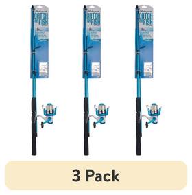 1497135 Shakespeare 3 Pack Saltwater Spinning Kit 6ft6 Inch Medium Heavy Fishing Rod 50 Size Reel