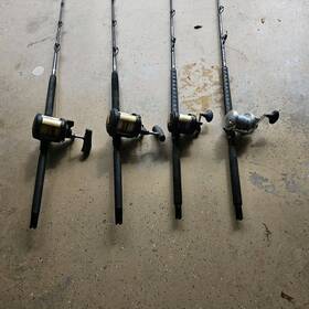25ii Shimano Lot Of 4 Tld 2-speed Solera Rods And Speedmaster Reels