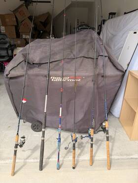 2500b Shimano Daiwa Whuiplash Mct30 Spinning Rod And Reel Combo Lot Of 5 Sienna