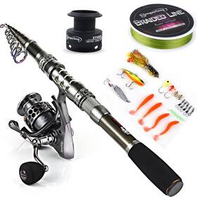 1.8hbsxy2000fk Sougayilang Telescopic Fishing Rod Reel Combos With Carbon Fiber Pole