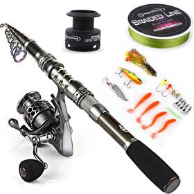 2.7hbsmxy4000fk Sougayilang Cana De Pescar Telescopica Fibra Carbono Con Carrete Y Accesorios Pro