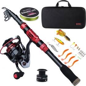 Sougayilang 313038662615 Telescopic Fishing Rod Combos With Protable Pole Spinning