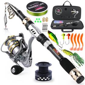 Sougayilang B091ptjg4b Telescopic Fishing Pole Spinning Reel Portable Rod