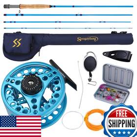 Sougayilang B0cjhlqvfd Fly Fishing Rod And Reel Combo 4-piece Aluminum Alloy