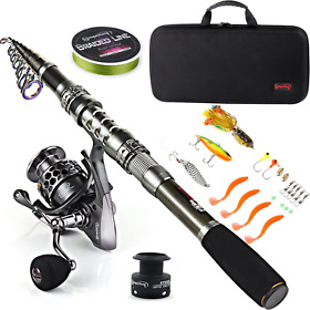 Sougayilang Fishing Rod Combos With Telescopic Pole Spinning Reels