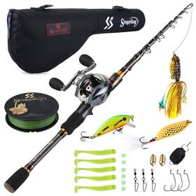 Gb-18lt Sougayilang Fishing Rod And Reel Combo Telescopic Casting Baitcasting Re