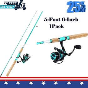 Sougayilang Pltz-blue-1pcs Fishing Rod And Reel Combo 5ft 6-in Graphite Fiberglass Anti-reverse 1 Pack