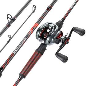 Yz-1.8smh Sougayilang Max Fishing Rod And Reel Combo Baitcasting 5.9ft Red Black