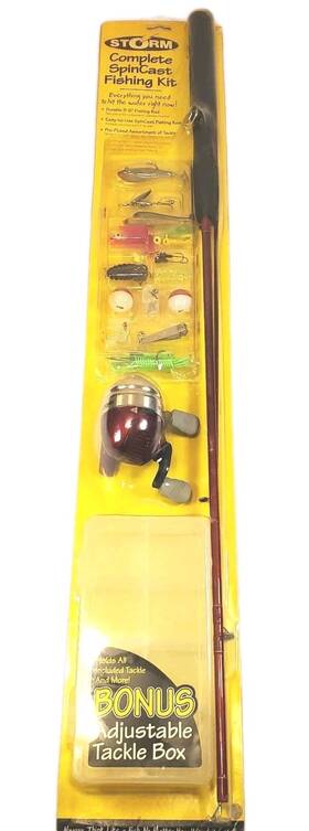 Storm 039984008917 Spincast Kids Fishing Rod Incluces 36 Piece Tackle Kit Box New