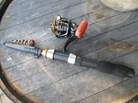 Telescopic Spincasting Rod And Reel Combo Carbon Fiber Fishing Dark Orange