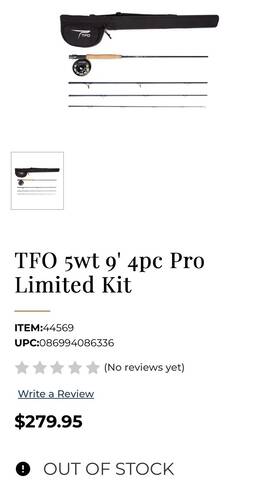 44569 Tfo Pro Ltd 9ft 5wt 4pc Fly Fishing Combo Kit With Reel Rod And Case
