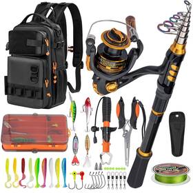 P06-tz-yuganyulun-blk-180cm Thkfish Fishing Rod And Reel Combo With Backpack 6ft Telescoping Pole Spinni