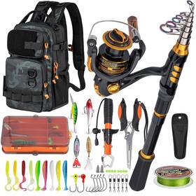 Thkfish P06-tz-yuganyulun-micai-180cm Fishing Rod And Reel Combo With Backpack 6ft Telescoping Pole Spinni