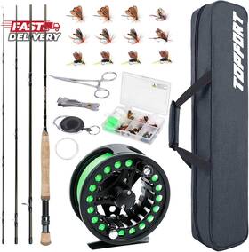 Topfort 744759391520 Fly Fishing Rod And Reel Combo Starter Kit 4 Piece Lightweight Ultra-po