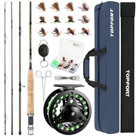 Topfort B09w5dh871 Fly Fishing Rod And Reel Combo 4-piece Kit Complete