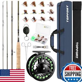 Topfort B09yrjhn8d Fly Fishing Rod And Reel Combo 4-piece Kit Complete