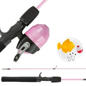 958898ubo Wakeman Kids Push Button Spincast Fishing Pole Starter Kit Pink Rod And Reel 4 Ft