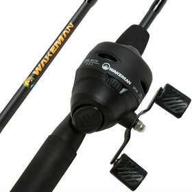 M500006 Wakeman Swarm Series Blackout Spin Cast 2 Pc Rod And Reel Combo 63 Inch Fishing Pole