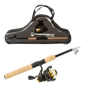 M500044 Wakeman Compact Telescopic Rod Reel Combo Carry Case Left Right Handed Open Face