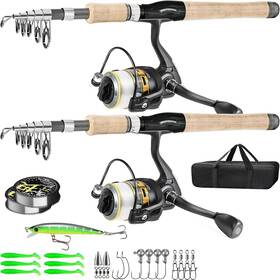 Wanyoo 629722705675 2pcs Fishing Pole Combo Carbon Fiber 12 1 Shielded Bearings